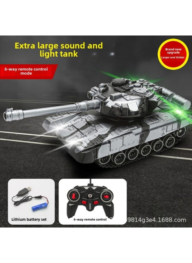 Remote Control Tank Toy 2.4G Cannon Launching Metal Crawler Charging Electric Simulation Battle Off-road Vehicle Model-Color:[camouflage Silver] 6-channel Remote Control Tank-Specifications:Color Box Packaging + 3 Batteries + Charging Cable