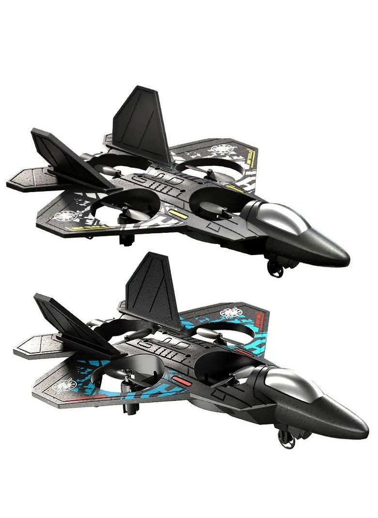2.4GHz Remote Control RC Plane – Ready-to-Fly Quadcopter Fighter Aircraft with LED Lights, 360° Stunts, Auto Hovering, One-Key Takeoff/Landing, Headless Mode & 6-Axis Gyro for Beginners, Kids & Adults (USB Rechargeable, Durable EPP Foam)