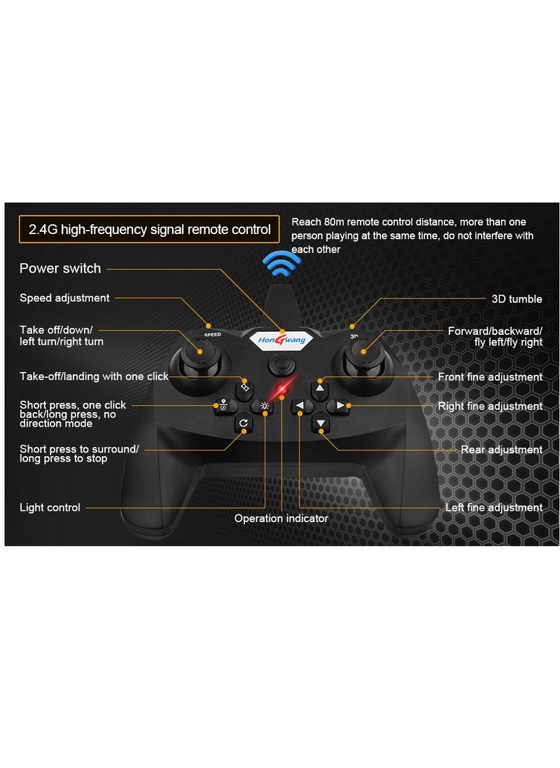 2.4GHz Remote Control RC Plane – Ready-to-Fly Quadcopter Fighter Aircraft with LED Lights, 360° Stunts, Auto Hovering, One-Key Takeoff/Landing, Headless Mode & 6-Axis Gyro for Beginners, Kids & Adults (USB Rechargeable, Durable EPP Foam)