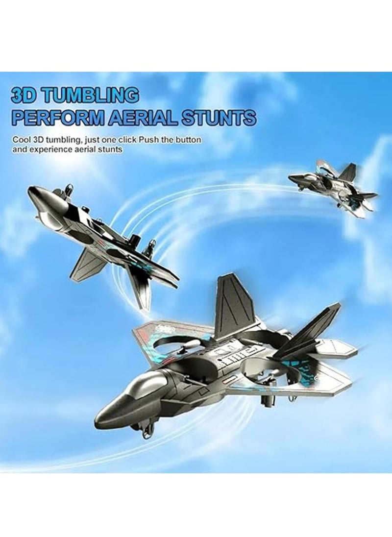 2.4GHz Remote Control RC Plane – Ready-to-Fly Quadcopter Fighter Aircraft with LED Lights, 360° Stunts, Auto Hovering, One-Key Takeoff/Landing, Headless Mode & 6-Axis Gyro for Beginners, Kids & Adults (USB Rechargeable, Durable EPP Foam)