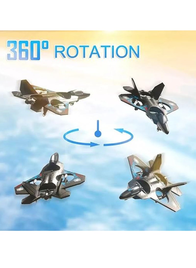 2.4GHz Remote Control RC Plane – Ready-to-Fly Quadcopter Fighter Aircraft with LED Lights, 360° Stunts, Auto Hovering, One-Key Takeoff/Landing, Headless Mode & 6-Axis Gyro for Beginners, Kids & Adults (USB Rechargeable, Durable EPP Foam)