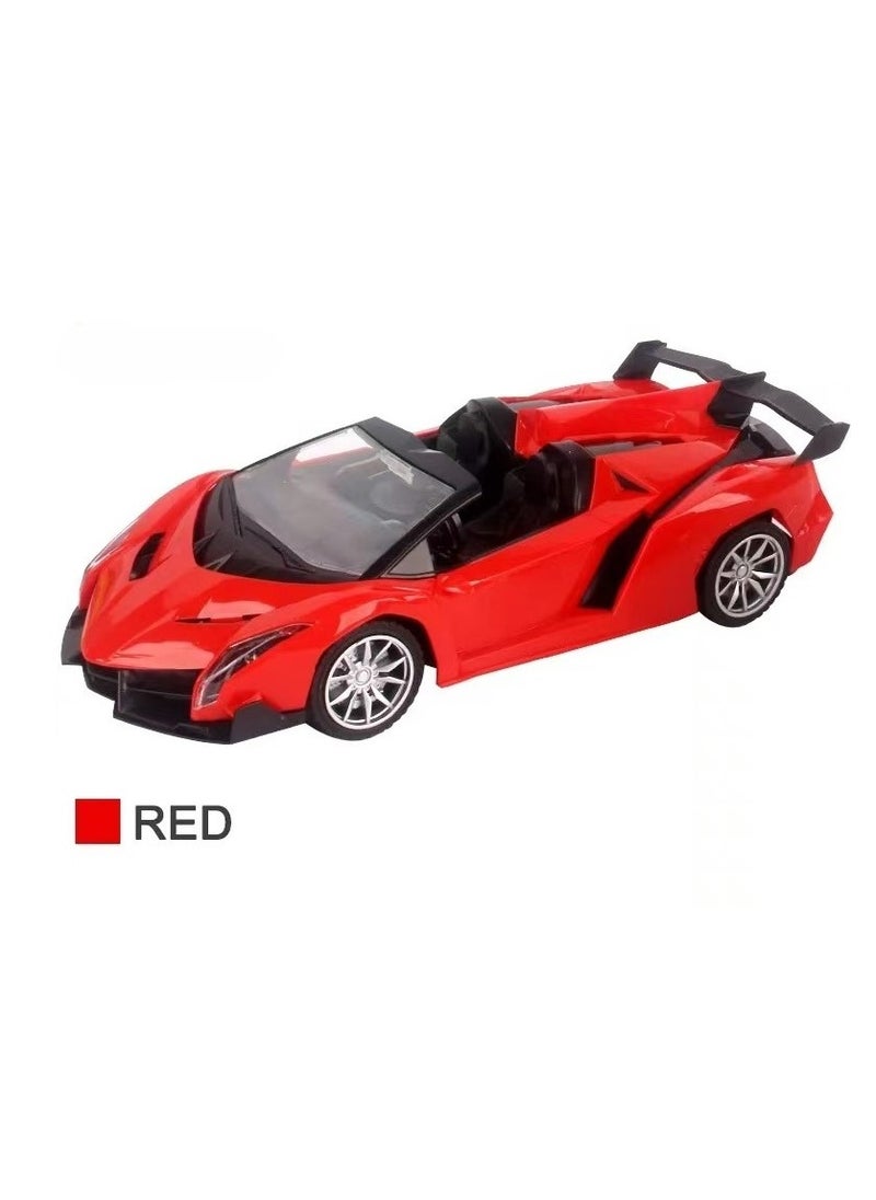 Rechargeable RC Racing Toy Car (Red) 1:16 Scale 2.4GhZ Super Fast Premium Convertible toy car with light and sound effects