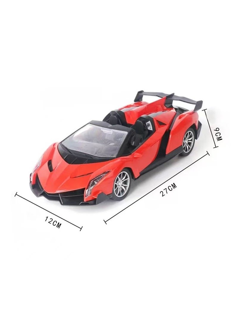Rechargeable RC Racing Toy Car (Red) 1:16 Scale 2.4GhZ Super Fast Premium Convertible toy car with light and sound effects