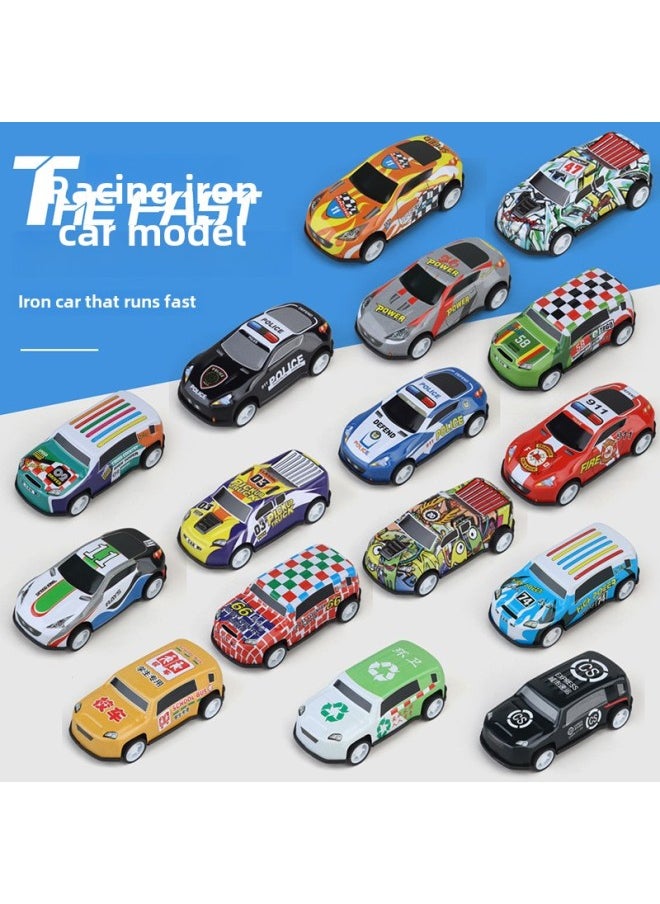 Children's Toys 60 Back Iron Metal Car Can Be Equipped With Parking Lot View Car Model-Color:Car Police Car Tin Car (price For 1 Car Price)