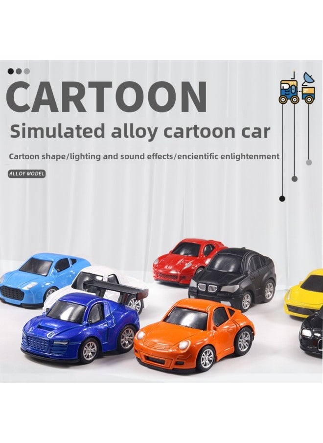 Q Version Cartoon Mini Alloy Car Back To Force Car Bag Children's Toys Gift Cake Ornaments Wholesale-Color:The Q Version Sports Car [link Price Is One, Random Hair]]