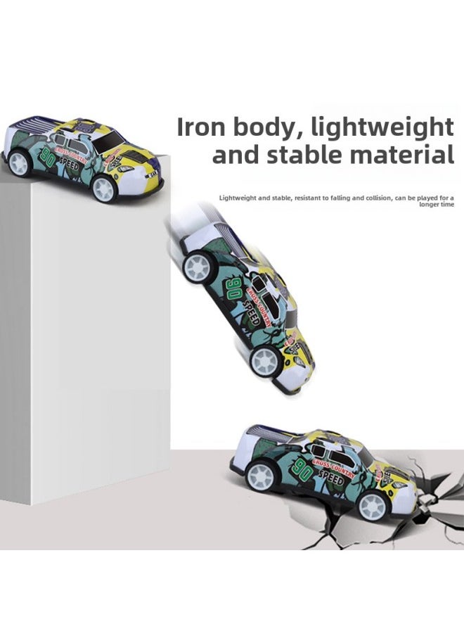 Children's Toys 60 Back Iron Metal Car Can Be Equipped With Parking Lot View Car Model-Color:Pickup Graffiti Tin Car (price For 1 Car)