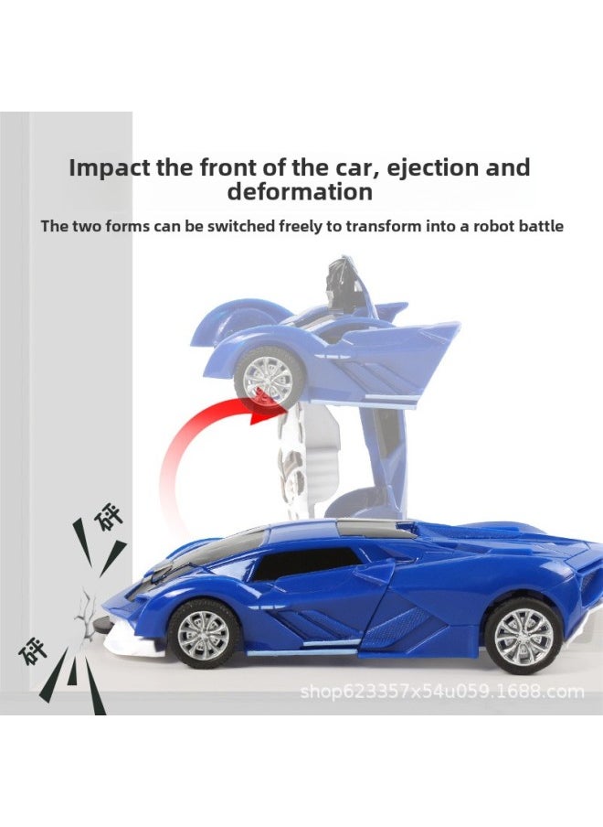 Children's Collision Deformation Car Toy Boy Inertial Impact One-button Deformation Car Stall Night Market Gifts-Color:BJD Blue 