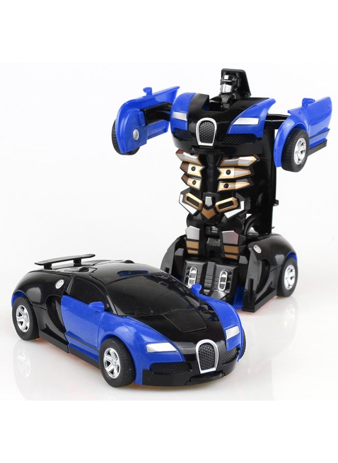 Children's Collision Deformation Car Toy Boy Inertial Impact One-button Deformation Car Stall Night Market Gifts-Color:BJD Blue 