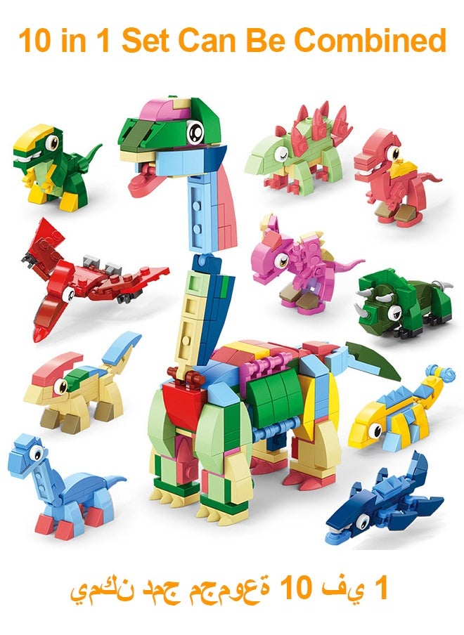 10 In 1 Mini Building Blocks Sets,Brick Sets Toys,Birthday Gift,DIY Block Building Suitable for Aged 6 and Up,Can Be Combined,Dinosaur Building Block Set