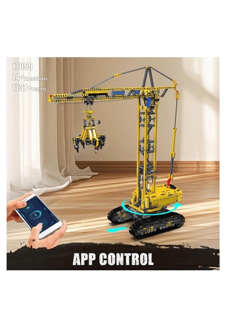 17059 Technology Tower Crane Fixture Building Blocks Kit,APP Remote Control Crane Toys, Educational Heavy Crane Model Blocks Set with Motor, Toy Gifts for Boys & Girls