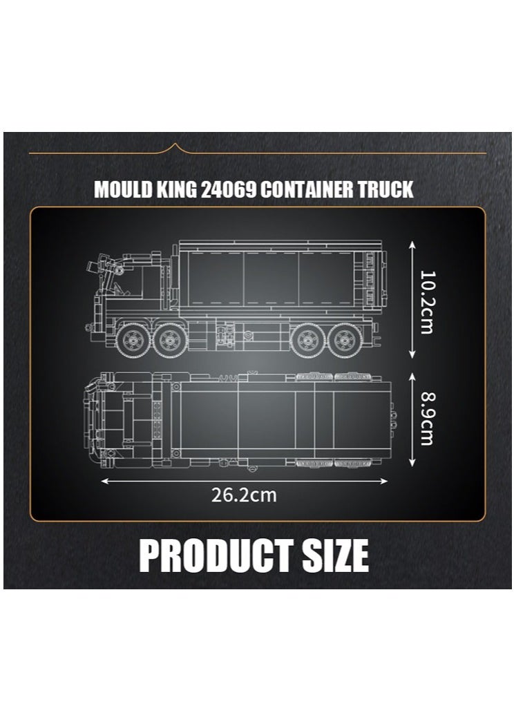 24069 Container Truck Building Block Set，Toy Trucks，With Detailed Interior, Build and Display Blocks Kits