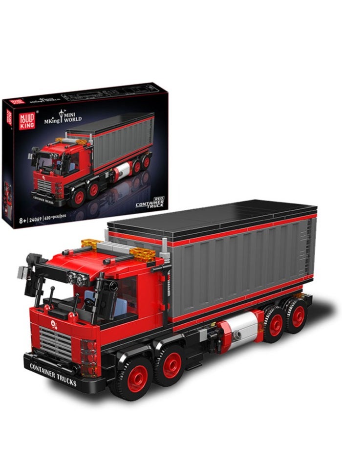 24069 Container Truck Building Block Set，Toy Trucks，With Detailed Interior, Build and Display Blocks Kits