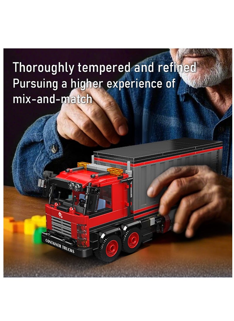 24069 Container Truck Building Block Set，Toy Trucks，With Detailed Interior, Build and Display Blocks Kits
