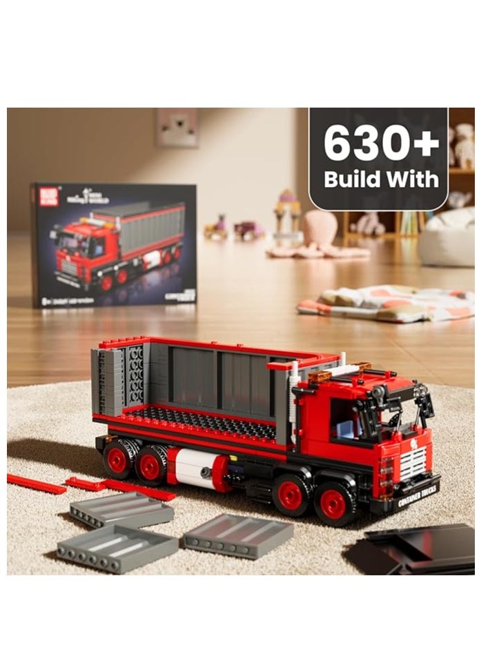 24069 Container Truck Building Block Set，Toy Trucks，With Detailed Interior, Build and Display Blocks Kits