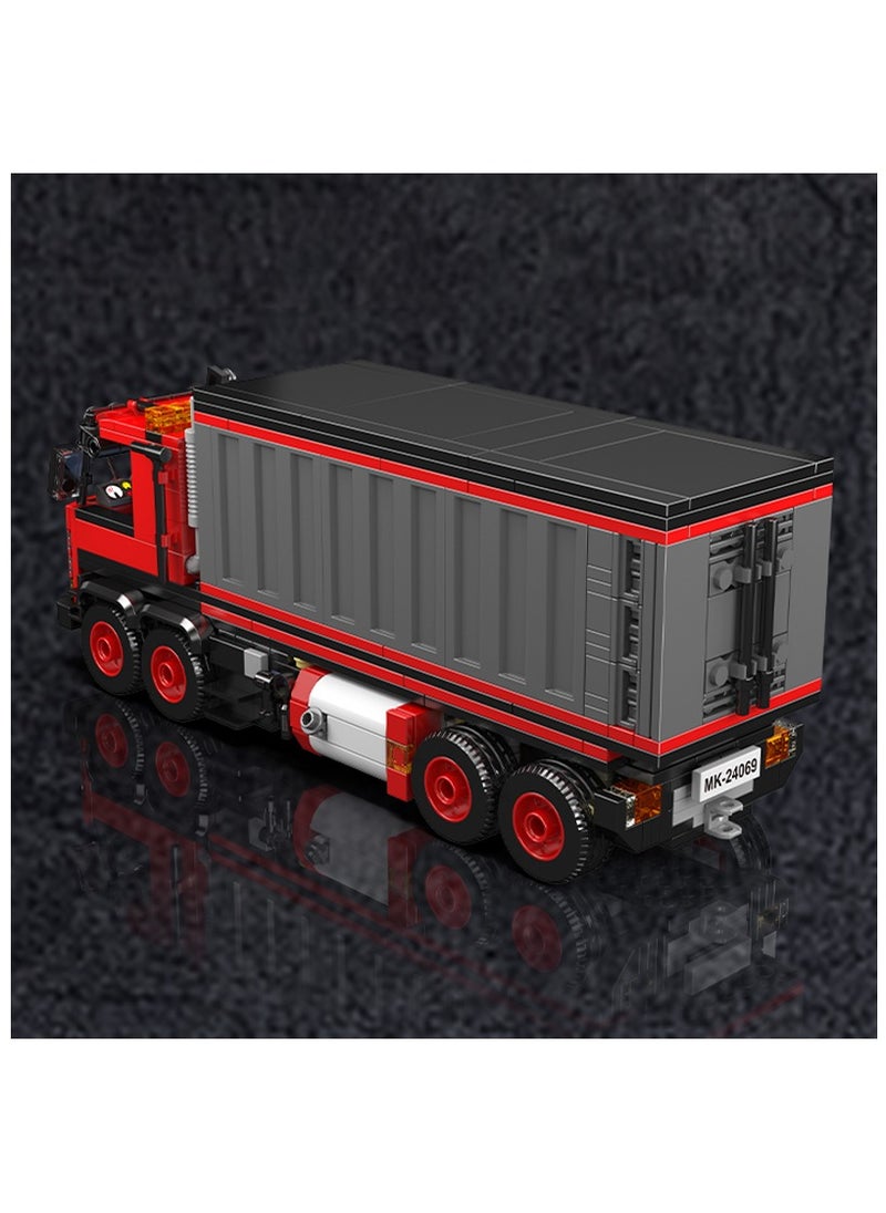 24069 Container Truck Building Block Set，Toy Trucks，With Detailed Interior, Build and Display Blocks Kits
