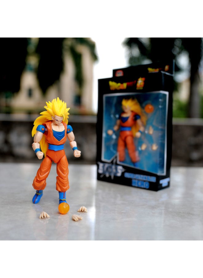 Dragon Ball Bejita Sun Wukong Beji 5 Joint Movable Hand-made Model Toy Small Hand-made Wholesale-Color:Simple Version Movable Blue Hair Wukong (boxed)