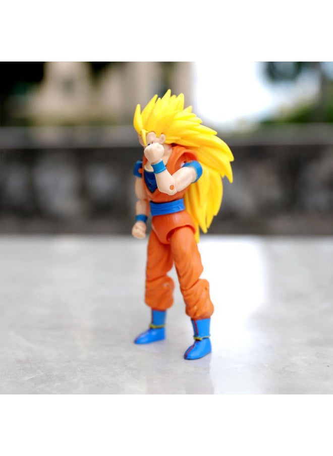 Dragon Ball Bejita Sun Wukong Beji 5 Joint Movable Hand-made Model Toy Small Hand-made Wholesale-Color:Simple Version Movable Blue Hair Wukong (boxed)