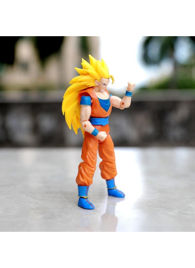 Dragon Ball Bejita Sun Wukong Beji 5 Joint Movable Hand-made Model Toy Small Hand-made Wholesale-Color:Simple Version Movable Blue Hair Wukong (boxed)