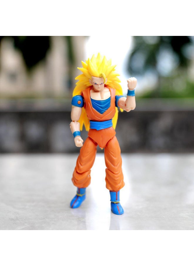 Dragon Ball Bejita Sun Wukong Beji 5 Joint Movable Hand-made Model Toy Small Hand-made Wholesale-Color:Simple Version Movable Blue Hair Wukong (boxed)