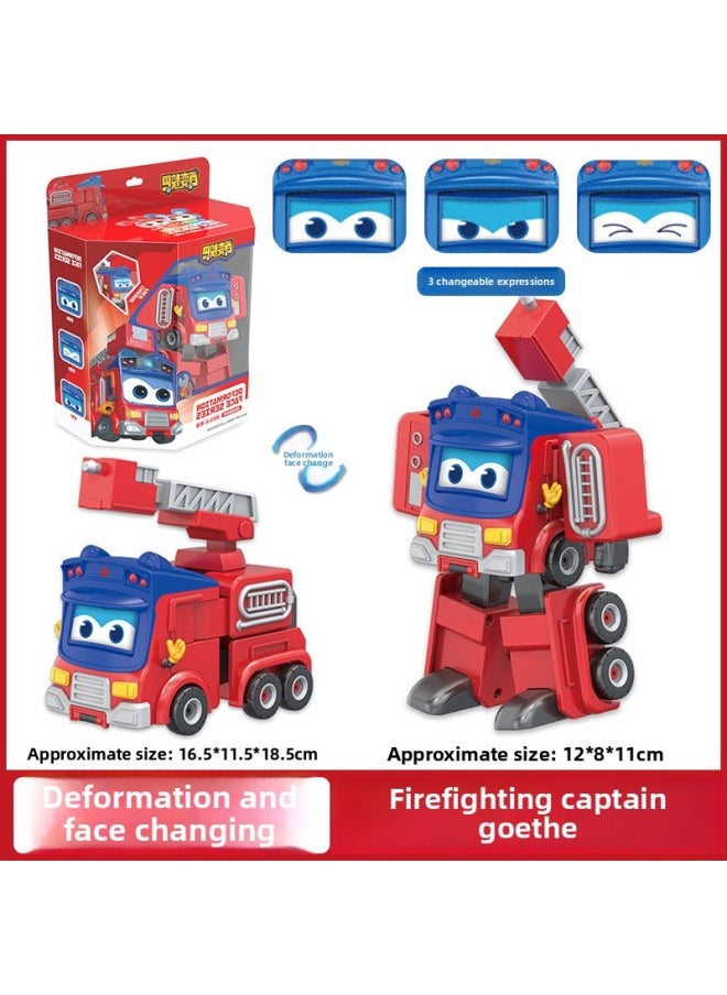 Baibian School Ba Goethe Toy Deformation Fire Sheriff Engineering Car Children Robot Set Six-in-One Boy-Color:Deformation Face-Fire Goethe-Large