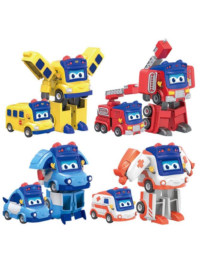 Baibian School Ba Goethe Toy Deformation Fire Sheriff Engineering Car Children Robot Set Six-in-One Boy-Color:Deformation Face-Fire Goethe-Large
