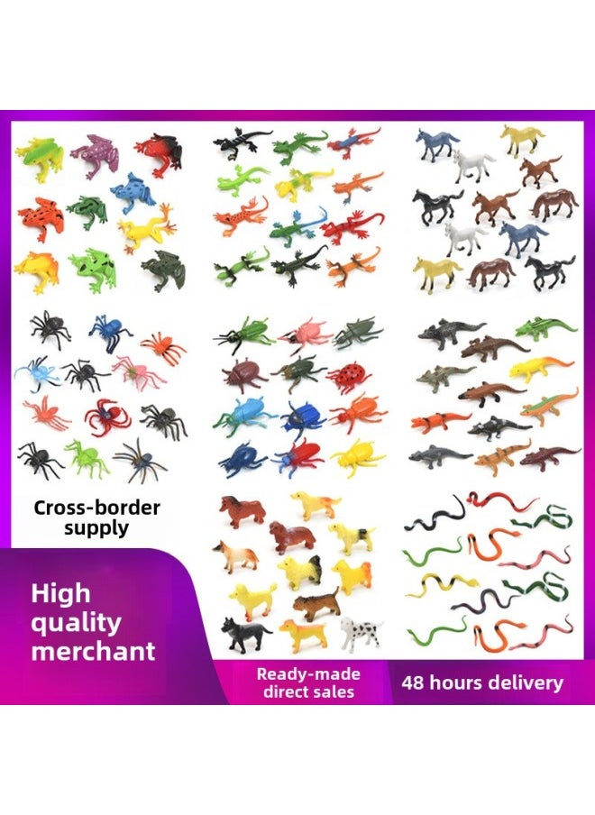 Simulation Wildlife Marine Insect Farm Model Solid Soft Glue Dinosaur Children's Toy Set Wholesale-Color:Solid Lizard Model 12