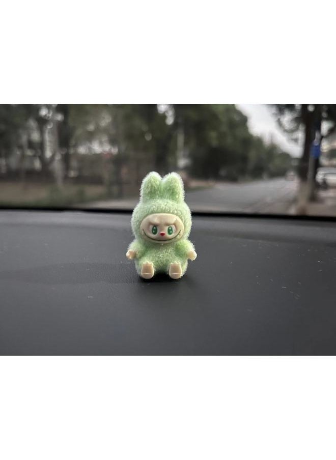 Three-dimensional Labubu Doll Flocking Sitting Posture YW Change Baby Diy Tide Play Blind Box Pendant Hand-made Accessories-Color:Army Green-sitting Position 4cm