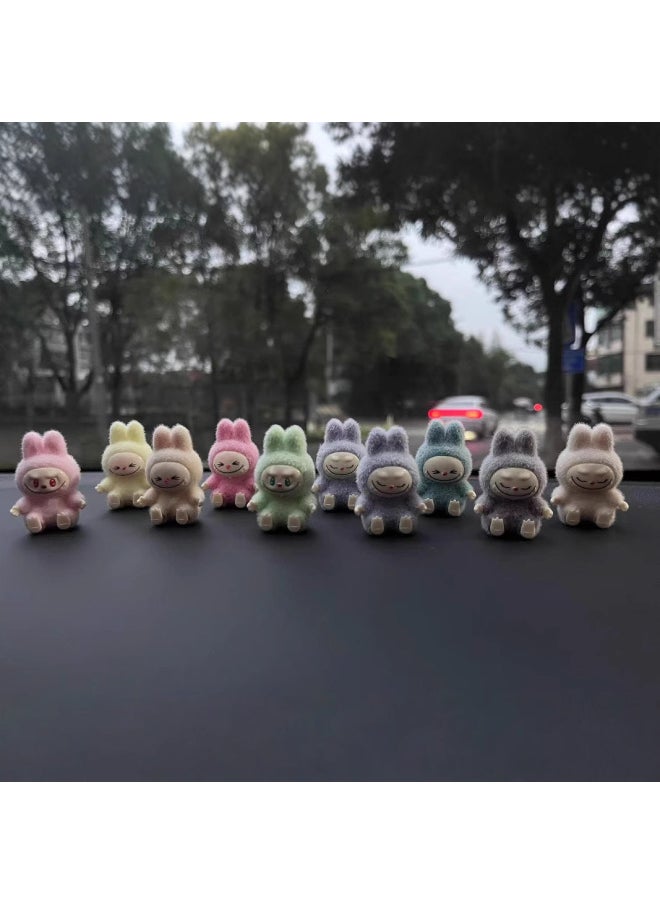 Three-dimensional Labubu Doll Flocking Sitting Posture YW Change Baby Diy Tide Play Blind Box Pendant Hand-made Accessories-Color:Army Green-sitting Position 4cm