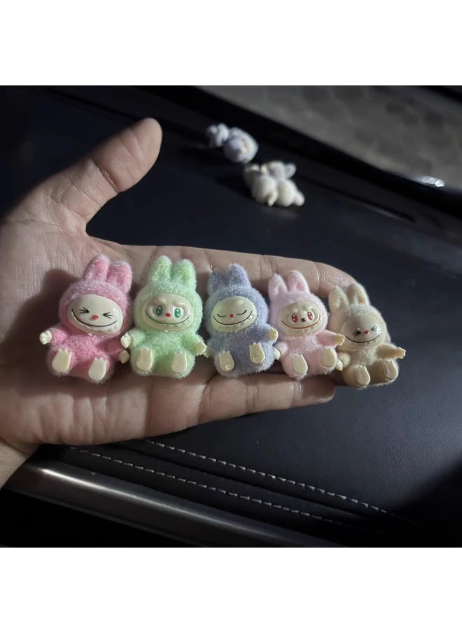 Three-dimensional Labubu Doll Flocking Sitting Posture YW Change Baby Diy Tide Play Blind Box Pendant Hand-made Accessories-Color:Army Green-sitting Position 4cm