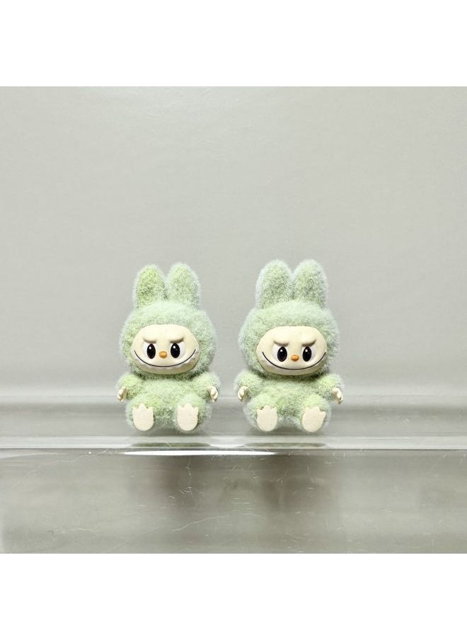 Mini Flocking Labubu Labubu Doll Vinyl Baby 4cm Pendant Cute Grain Hand-made DIY Jewelry Accessories-Color:Light Yellow Eyes Closed-labubu【4cm】