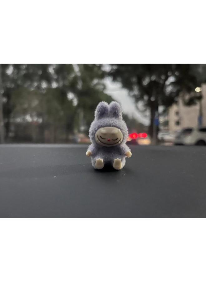 Three-dimensional Labubu Doll Flocking Sitting Posture YW Change Baby Diy Tide Play Blind Box Pendant Hand-made Accessories-Color:Light Purple-sitting Position 4cm