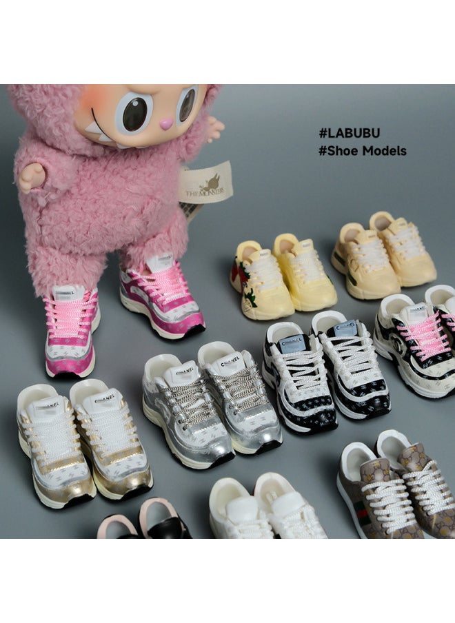 Labubu Labubu Doll Clothes 17cm Shoes Model 5cm Vinyl Toy Hand-made AJ Blind Box DIY High Luxury Series-Color:ai Home White Blue