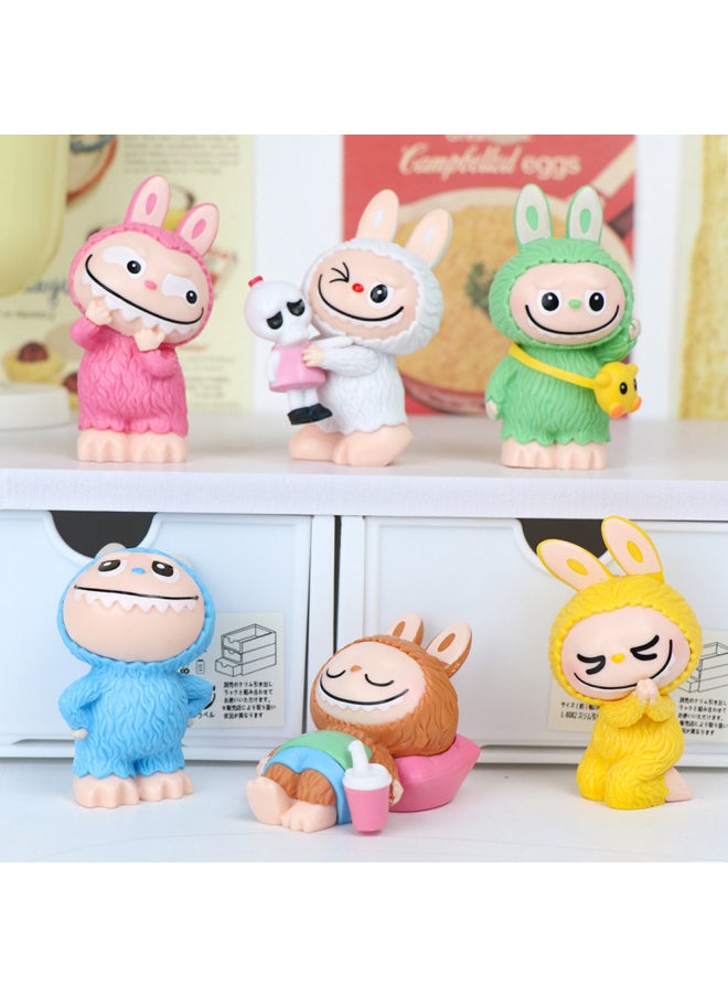 Labubu Labubu Doll Hand-made Blind Box Cartoon Internet Red Gashapon Doll Desktop Collection Ornaments Wholesale-Color:Coke Labbu 4-piece Set (blind Box)