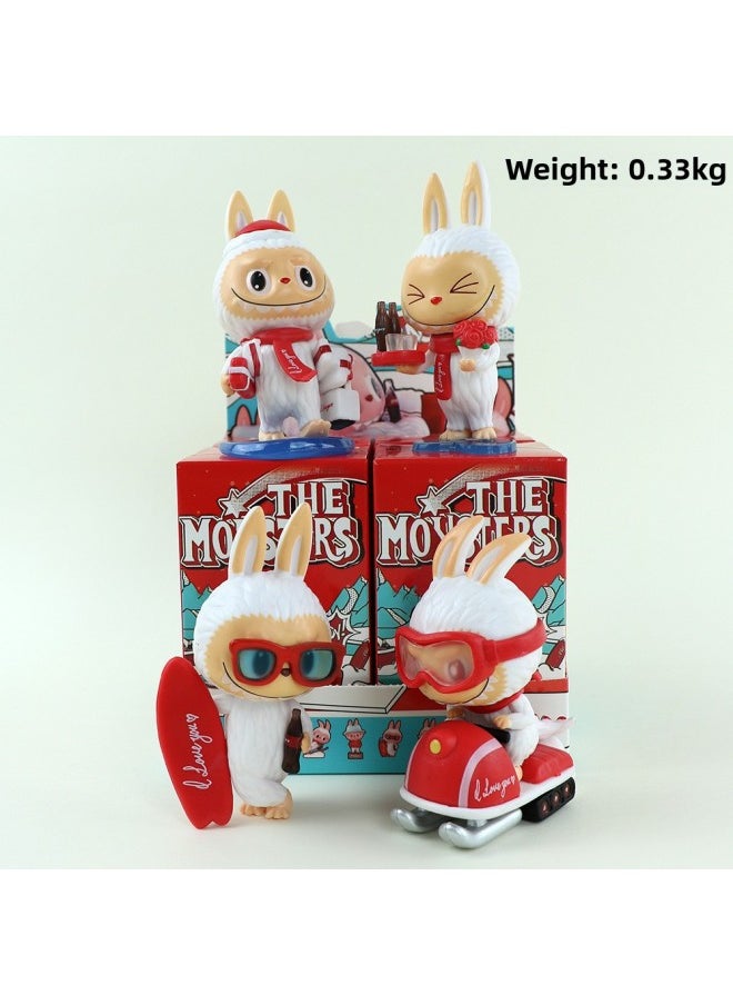Labubu Labubu Doll Hand-made Blind Box Cartoon Internet Red Gashapon Doll Desktop Collection Ornaments Wholesale-Color:Coke Labbu 4-piece Set (blind Box)