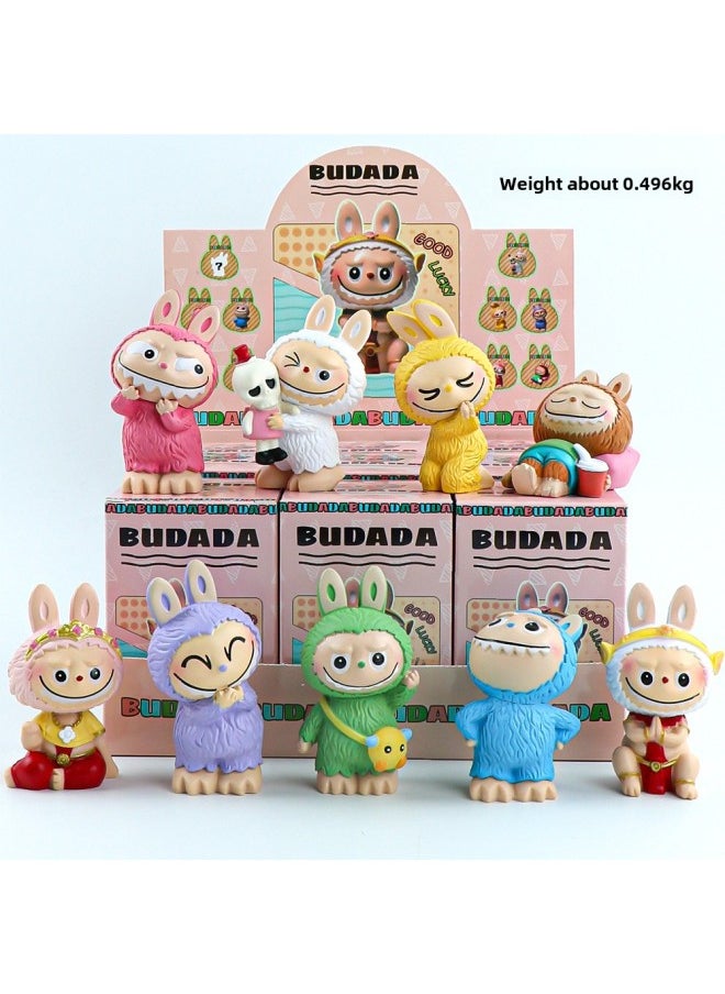 Labubu Labubu Blind Box Trendy Play Hand-made Super Cute Series Doll Desktop Ornaments Birthday Gift-Color:Brab Cloth 9-piece Box Set
