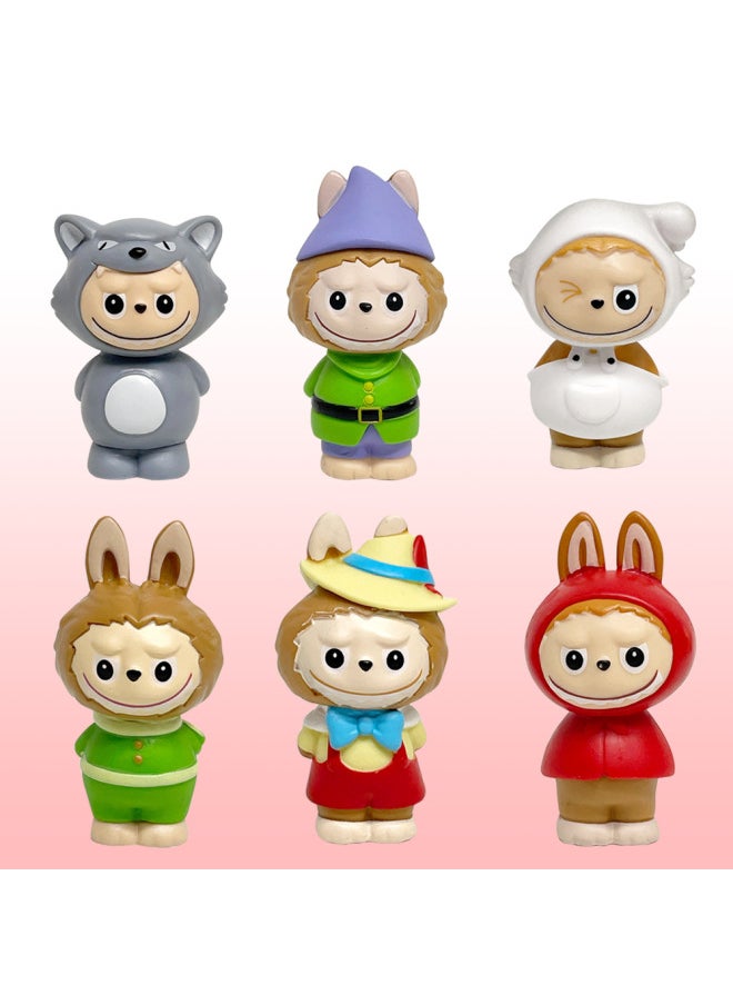 Fairy Tale World Labubu Labu Cartoon Doll Trendy Play Blind Box Desktop Decorative Ornaments Handmade Around-Color:6 Types Of Fairy Tale Paradise Labubu [bag]
