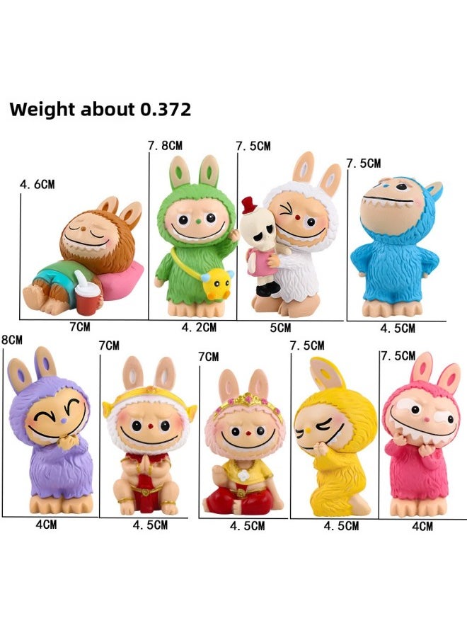 Labubu Labubu Blind Box Trendy Play Hand-made Super Cute Series Doll Desktop Ornaments Birthday Gift-Color:Brab Cloth 9-piece Bag Set