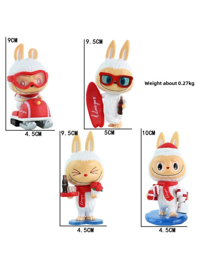Labubu Labubu Blind Box Trendy Play Hand-made Super Cute Series Doll Desktop Ornaments Birthday Gift-Color:Coke Labubu 4-piece Bag Set