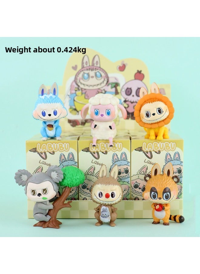 Labubu Labubu Doll Hand-made Blind Box Cartoon Internet Red Gashapon Doll Desktop Collection Ornaments Wholesale-Color:Animal Lab Bu 6-piece Set A (blind Box)