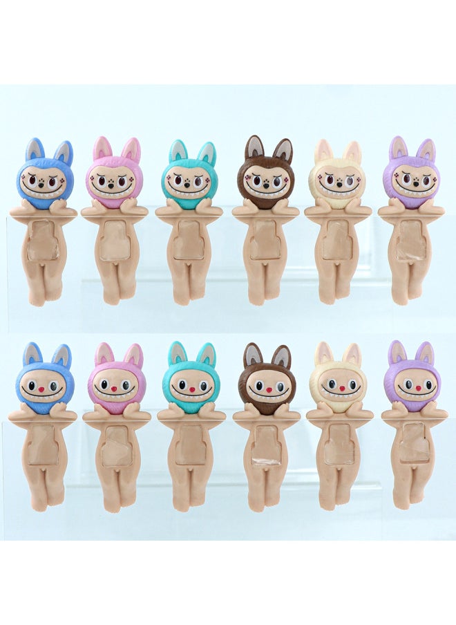 Labubu Labubu Blind Box Trendy Play Hand-made Super Cute Series Doll Desktop Ornaments Birthday Gift-Color:Brab Cloth 6-piece Box Set