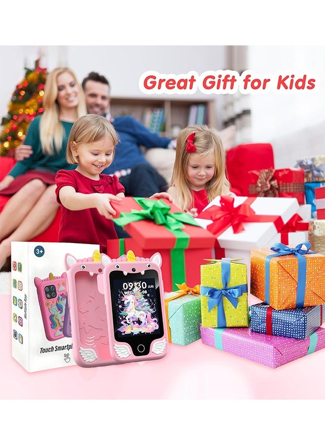Kids Smart Phone Toys for Girls Ages 3-10 Toddler Play Travel Toys with Dual Camera Educational Learning Games Puzzles MP3 Music Player Birthday Gifts for Kids Girls 3 4 5 6 7 8 9 10Year Old