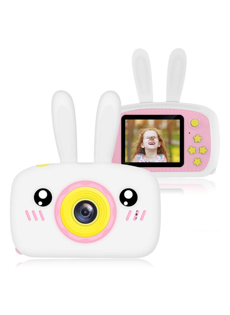 Kids Camera, Digital Video Camcorder Rechargeable with Rabbit Cover, Dual Screen 12MP Lens with 32G Memory Card, Best Birthday