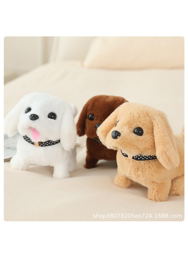Electronic Pet Electric Dog Will Run Will Call Stall Toys Home Ornaments Animal Dolls Cross-border-Color:Black And Brown Golden Retriever-necklace-Specifications:Opp Bag