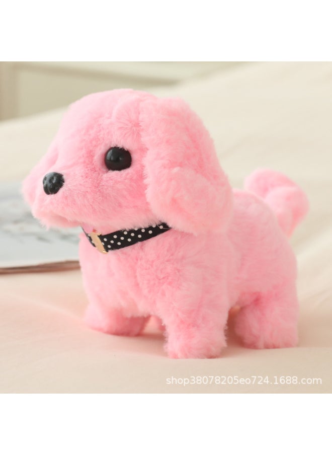 Plush Electric Dog Cute Toy Can Run Will Nod Will Shake Tail Decompression Toy Ins Cute Dog Toy-Color:Small Pink Dog-Specifications:Opp Bag Packaging