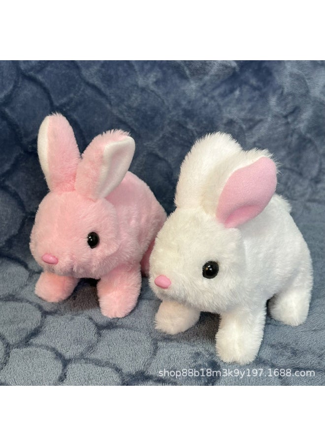 Children's Electric Plush Toy Pet Bunny Can Scream And Run Little White Rabbit Girl Gift Year Of The Rabbit Toy Wholesale-Color:Short-haired White Rabbit
