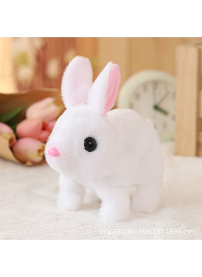 Children's Electric Plush Toy Pet Bunny Can Scream And Run Little White Rabbit Girl Gift Year Of The Rabbit Toy Wholesale-Color:Short-haired White Rabbit