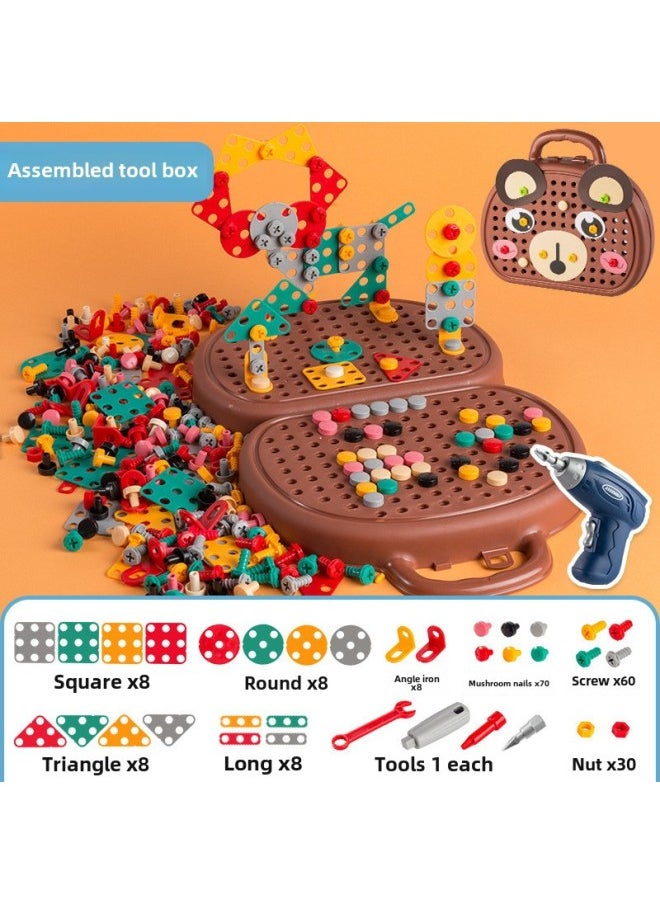 Children's Simulated Repair Tools Baby Hand Screwdriver Assembly Disassembly Toolbox Educational Toys-Color:Bear Toolbox + Electric Drill [mail Order Box]]