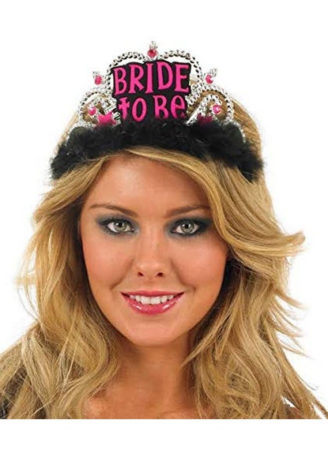 Festiko Women's Bride to be Tiara Crown/Bachelorette Party/Bride to be Crown/Bride to be Decoration Item (Black & Pink)