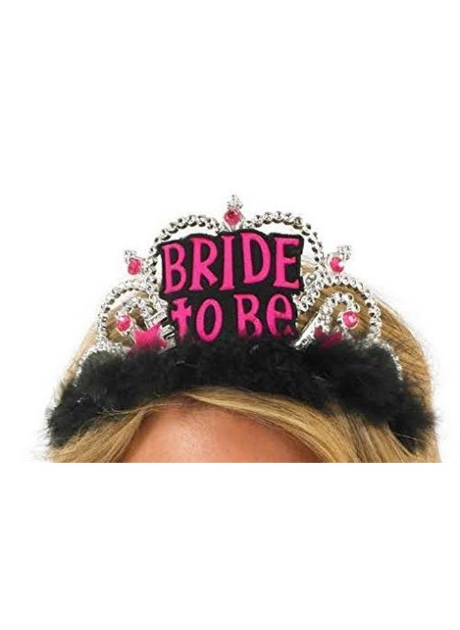 Festiko Women's Bride to be Tiara Crown/Bachelorette Party/Bride to be Crown/Bride to be Decoration Item (Black & Pink)