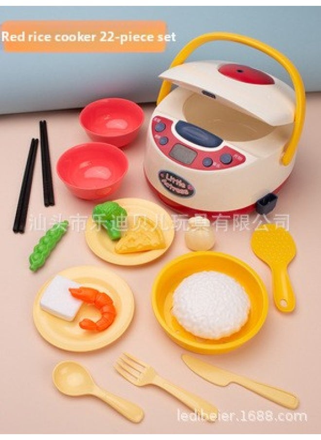 Spray Rice Cooker For Home Appliances Light Music Simulation Steam Kitchen Children's Suit For Boys Cross Border-Color:Rice Cooker Red 6011